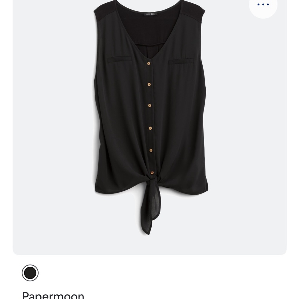 NWT Papermoon Black Sleeveless Tie-Front Tank Top 3x